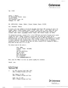 Celanese Chemicals/Voluntary Children's Chemical Evaluation Program (VCCEP) Committment Letter June 25, 2001