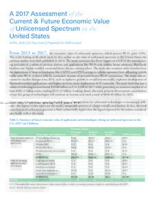 A 2017 Assessment of the Current & Future Economic Value of Unlicensed Spectrum in the United States APRIL 2018 | Dr. Raul Katz | Prepared for WifiForward