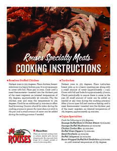 Rouses Specialty Meats  Cooking Instructions Boneless Stuffed Chicken  Turduchen