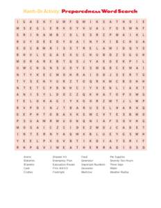 Hands-On Activity: Preparedness Word Search I G  A