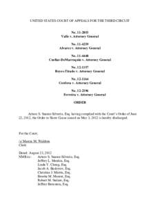 UNITED STATES COURT OF APPEALS FOR THE THIRD CIRCUIT No[removed]Valle v. Attorney General No[removed]Alvarez v. Attorney General No[removed]