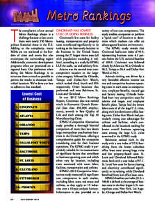 (Continued from page 33)  T he compilation of our annual Metro Rankings always is a