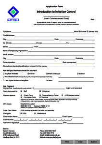 Application Form  Introduction to Infection Control ....................................... [Insert Commencement Date]