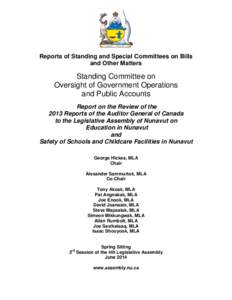 Reports of Standing and Special Committees on Bills and Other Matters Standing Committee on Oversight of Government Operations and Public Accounts