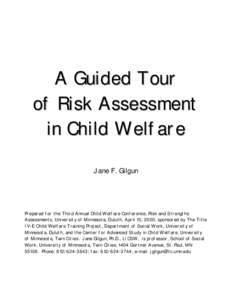 A Guided Tour of Risk Assessment in Child Welfare Jane F. Gilgun  Prepared for the Third Annual Child Welfare Conference, Risk and Strengths