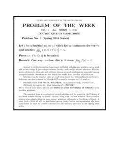 . COPIES ARE AVAILABLE IN THE MATH LIBRARY PROBLEM OF THE WEEK[removed]