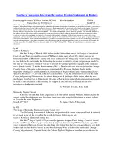 Southern Campaign American Revolution Pension Statements & Rosters Pension application of William Jenkins W2944 Transcribed by Will Graves Keziah Jenkins