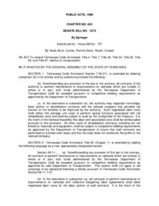 PUBLIC ACTS, 1999 Chapter No. 450 CHAPTER NO. 450 SENATE BILL NO[removed]By Springer Substituted for: House Bill No. 757