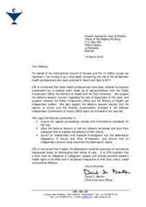 14 March 2012 letter to King Bahrain