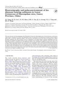 Cretaceous Research[removed], 115–129 doi:[removed]cres[removed], available online at http://www.idealibrary.com on Biostratigraphy and palaeoenvironment of the dinosaur-bearing sediments in Lower Cretaceous of Mazong