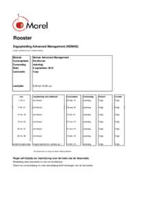 Rooster Dagopleiding Advanced Management (NEMAS) (onder voorbehoud van roostermutaties) Module Cursusplaats