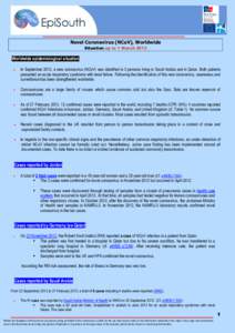 Department of International & Tropical diseases Novel Coronavirus (NCoV), Worldwide Situation up to 1 March 2013