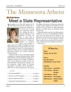 VOLUME 22, NUMBER 5 MAYThe Minnesota Atheist