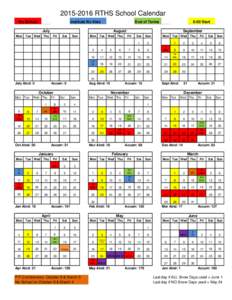 RTHS School Calendar No School Institute No Kids  End of Terms