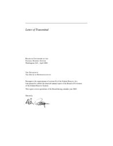 Letter of Transmittal  Board of Governors of the Federal Reserve System Washington, D.C., April 2004