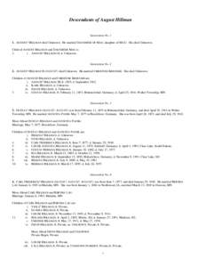 Descendants of August Hillman  Generation No[removed]AUGUST1 HILLMAN died Unknown. He married DAUGHTER OF MAU, daughter of MAU. She died Unknown. Child of AUGUST HILLMAN and DAUGHTER MAU is: 2.