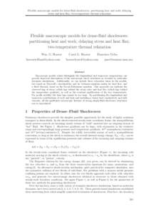 Flexible macroscopic models for dense-fluid shockwaves: partitioning heat and work; delaying stress and heat flux; two-temperature thermal relaxation Flexible macroscopic models for dense-fluid shockwaves: partitioning h