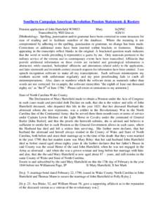 Southern Campaign American Revolution Pension Statements & Rosters Pension application of John Hartsfield W39853 Mary fn29NC Transcribed by Will Graves[removed]