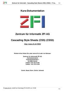 Zentrum für Informatik - Cascading Style Sheets (CSS) (CSS3) - IT Au[removed]Kurs-Dokumentation