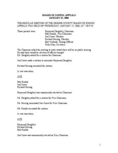 BOARD OF ZONING APPEALS JANUARY 25, 2006 THE REGULAR MEETING OF THE GREENE COUNTY BOARD OF ZONING