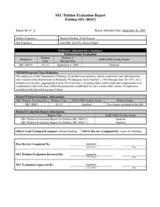 Medicine / Chemistry / Occupational safety and health / Industrial hygiene / Radiation dose reconstruction / Safety engineering / Energy Employees Occupational Illness Compensation Program / Hanford Site / Hanford /  California / National Institute for Occupational Safety and Health / Radiobiology / Health