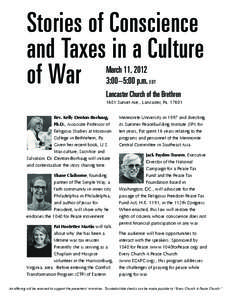 Stories of Conscience and Taxes in a Culture of War March 11, 2012 3:00–5:00 p.m. E DT