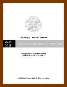 University of California, RiversideACADEMIC PERSONNEL AFFIRMATIVE ACTION PLAN