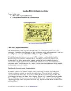 October 2010 SCS Safety Newsletter Topics in this issue: • 2010 Safety Inspection Summary • Lab Specific Procedures and Documentation  http://www.savagechickens.com/tag/cryogenics