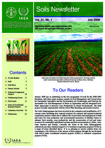 Soils Newsletter Joint FAO/IAEA Division of Nuclear Techniques in Food and Agriculture and FAO/IAEA Agriculture and Biotechnology Laboratory, Seibersdorf  Vol. 31, No. 1