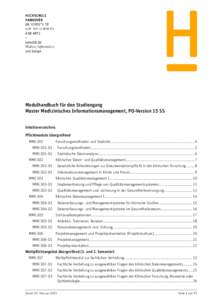 Modulhandbuch für den Studiengang Master Medizinisches Informationsmanagement, PO-Version 15 SS Inhaltsverzeichnis Pflichtmodule übergreifend MMI-301