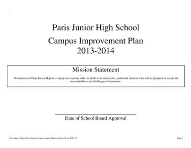 .  Paris Junior High School Campus Improvement PlanMission Statement