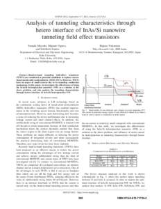 SISPAD 2012, September 5-7, 2012, Denver, CO, USA  Analysis of tunneling characteristics through hetero interface of InAs/Si nanowire tunneling field effect transistors Yasuaki Miyoshi, Matsuto Ogawa,