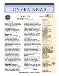 CENTRAL NEW YORK BLUEGRASS ASSOCIATION
  APRIL[removed]CNYBA NEWS-From the President.......