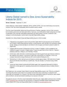 Microsoft Word - Liberty Global named to Dow Jones Sustainability Indices for 2015 FINAL