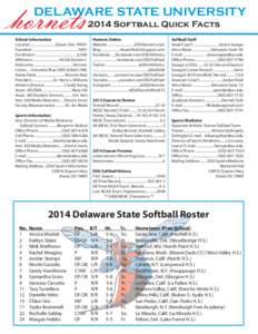 hornets  DELAWARE STATE UNIVERSITY 2014 Softball Quick Facts  School Information