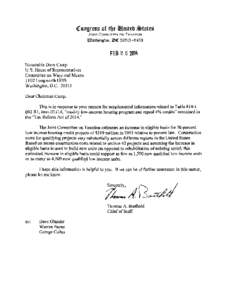 Joint Committee on Taxation Memo to Rep. Dave Camp about information related to Table #[removed]RI, item III.C4, 