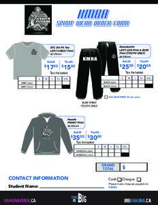 KMBA  SPIRIT WEAR ORDER FORM Sweatpants LEFT LEG Print & BUM