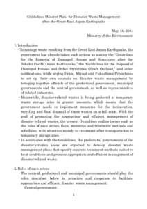 Guidelines (Master Plan) for Disaster Waste Management after the Great East Japan Earthquake