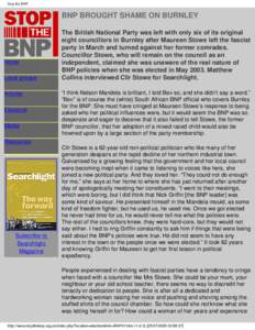 Stop the BNP  BNP BROUGHT SHAME ON BURNLEY Home Local groups
