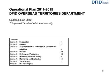 DFID Overseas Territories Department Operational Plan