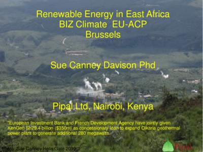 Renewable Energy in East Africa BIZ Climate EU-ACP Brussels Sue Canney Davison Phd  Pipal Ltd, Nairobi, Kenya