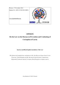 OSCE-ODIHR Final Opinion on the Law on Corruption Prevention-Combating Bureau-Latvia_LSU_17 Nov 14