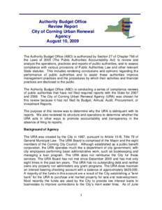 Authority Budget Office Review Report City of Corning Urban Renewal Agency August 10, 2009