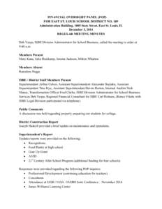 Financial Oversight Panel for East St. Louis School District No. 189 Meeting Minutes - December 3, 2014