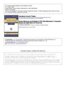 This article was downloaded by: [Carl Brigham Library] On: 3 March 2009 Access details: Access Details: [subscription number[removed]Publisher Routledge Informa Ltd Registered in England and Wales Registered Number: 1