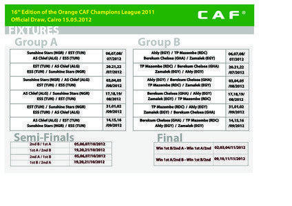 16th Edition of the Orange CAF Champions League 2011 Oﬃcial Draw, Cairo[removed]