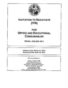 INVITATION TO NEGOTIATE  (ITN) FOR OFFICE AND EDUCATIONAL CONSUMABLES