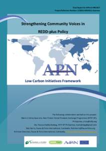 Final Report for APN LCI PROJECT Project Reference Number: LCI2012-02NSY(C)-Guerrero Strengthening Community Voices in REDD-plus Policy