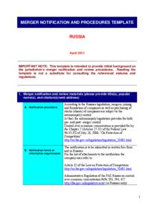 [MERGER NOTIFICATION PROCEDURE TEMPLATE]