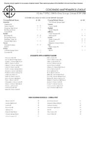 We group schools together for the purpose of regional awards. These regional groupings will be identified in the next Score Report Summary  OCTOBER 2014 HIGH SCHOOL SCORE REPORT SUMMARY County/School Name